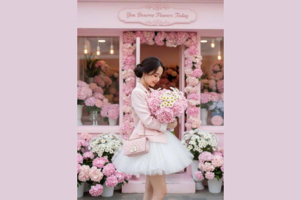 Hướng Dẫn Tạo Ảnh Cầm Bó Hoa Đẹp Như Tạp Chí Với Nano Banana